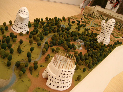 One of the architectural models on display at Terunobu Fujimori's exhibition at Tokyo Opera City Art Gallery