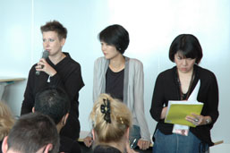 Clémentine introducing the think tank, with Yuko Ozawa and Mami Kataoka