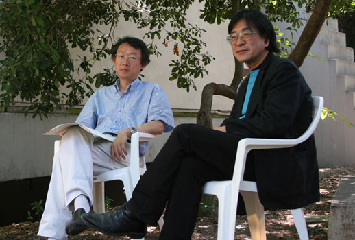 Left: Commissioner Chihiro Minato; Right: Artist Masao Okabe 