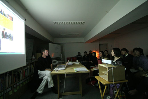 MAD with Artists: resident artist Magnus Bartas lecturing at AIT, 2006.