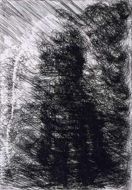 Tetsuro Komai, 'Sense of Collapse' from portfolio of etchings ''Composition of the Night'' (1969)