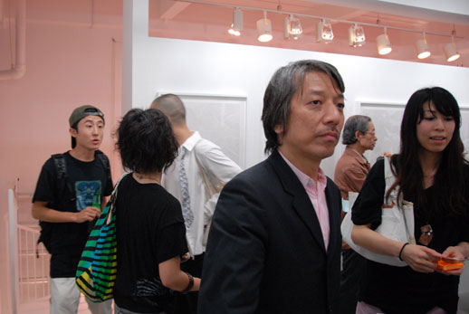 Director of G/P Gallery, Shigeo Goto, takes a moment's pause in the less crowded Art Jam Contemporary next door.