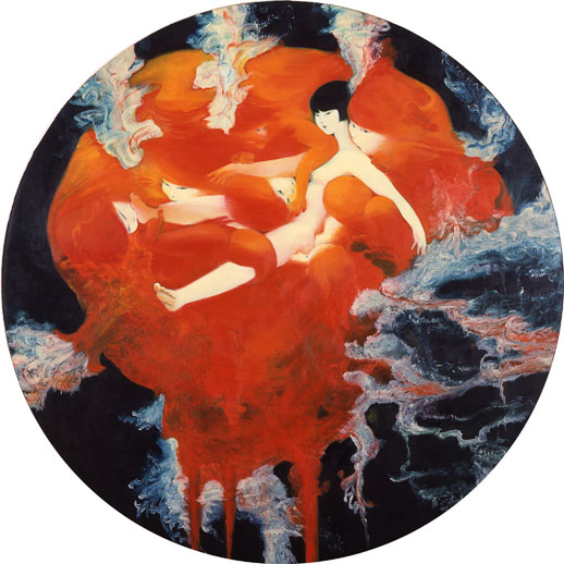 Akino Kondoh, 'KANRO' (2008) Oil on gesso, mounted on canvas, diameter 90cm