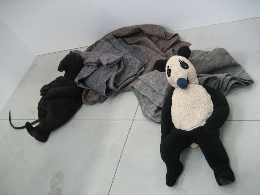 Fischli and Weiss Rat and Bear costumes at the Yokohama Triennale 2008