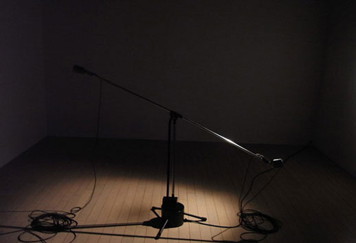  See-sawing microphones, as voices read speeches made for post-partition India and Pakistan. Shilpa Gupta's second work stands out as a very elegant, powerful statement.