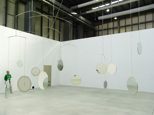 Cerith Wyn Evans' large work, a mobile of mirrors with hidden speakers; very intriguing to walk through.