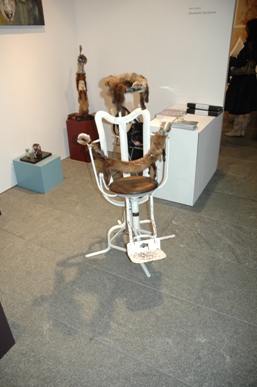 Visitors were invited to sit in this furry dentist's chair and be strapped down.