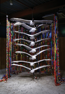 Chim↑Pom, 'Real Thousand Paper Cranes' (2008) Mixed media