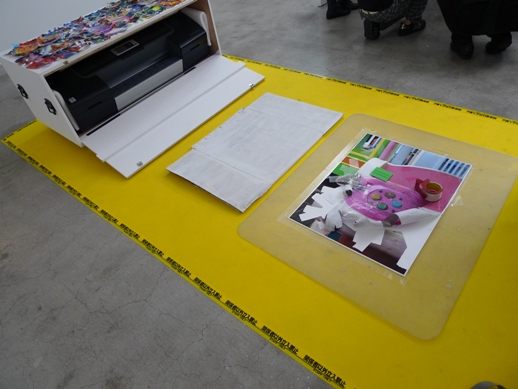 The work area for K-narf's photograffiti and the huge printer he used.