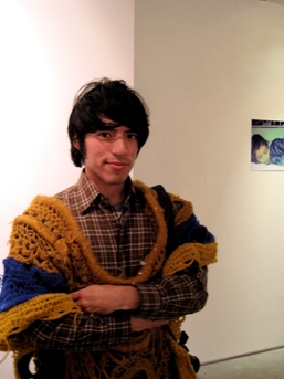 The artist himself in a poncho — very like his native Peru.