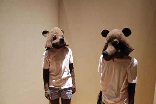 Which bear is the artist? Which is the 'work'? Mao Oishi won the runner-up Prix for her performance art installation.