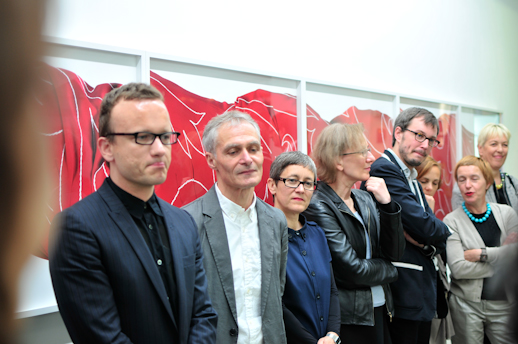 The artists during the final talks at the exhibition spaces