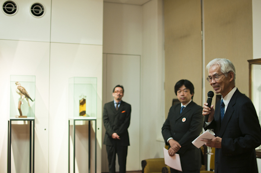 Hideki Hayashida, the Director of The National Art Center, giving his introductory speech at the opening.
