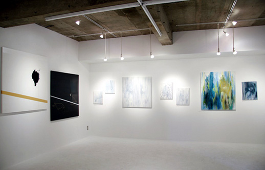 Work by Rie Wakiyachi (left) and Aiko Konomi (right) at Gallery IDF, Nagoya.