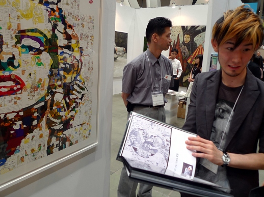 Despite his un-nerving name, artist U-die proved very hospitable as he explained his work at the booth for Osaka's Yoshiaki Inoue Gallery.