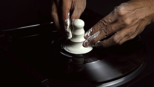 Lyota Yagi, 'Portamento' (2006)
Porcelain clay, record, record player, video documenting pottery-making