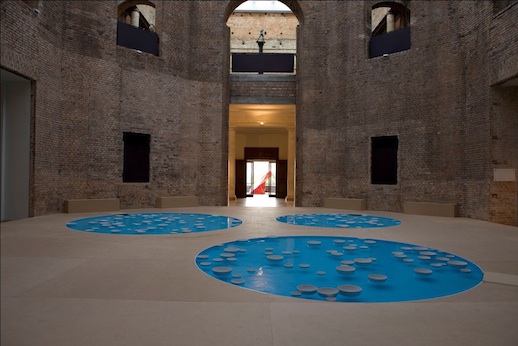 Installation view from Céleste Boursier-Mougenot, 'Variation, Pinacoteca, São Paulo, Brazil' (2009)