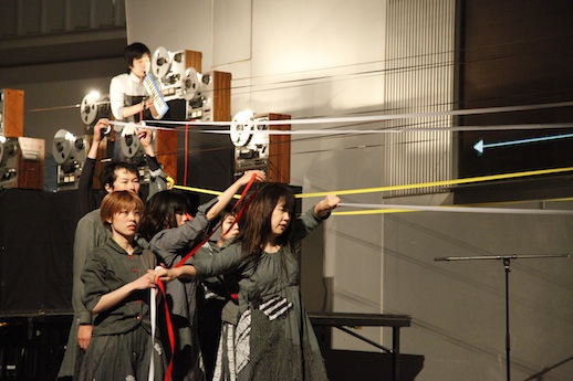 Roppongi Art Night 2013 had barely started, but off-Nibroll and the music-video-dance group Open Reel Ensemble got the crowd excited with their pulsating performance 'Ship Ahoy!'