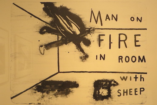 David Lynch, 'Man on Fire in Room with Sheep' (2013) Lithograph