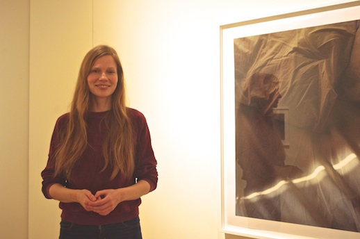 Lina Scheynius inside the exhibition at Taka Ishiii Gallery