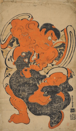 Kiyomasa Torii I, 'Kintaro and a Bear' (1711-1716)