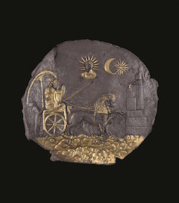Cybele Plaque, 3rd century B.C., Ai Khanoum, Gilded silver, National Museum of Afghanistan, ©NMA / Thierry Ollivier 