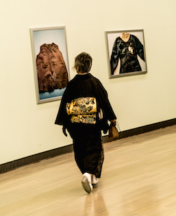 Ishiuchi views her work at Yokohama Museum of Art