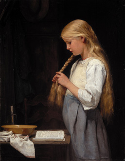 《髪を編む少女》1887年　油彩・キャンヴァス