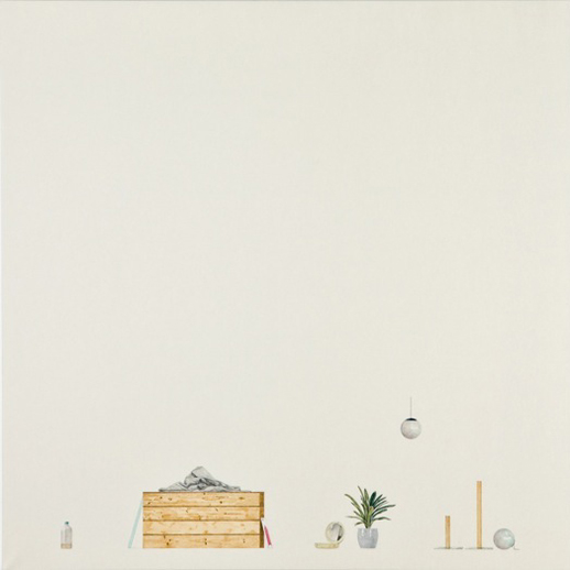 《私とその状況》　53x 53cm　岩絵の具、水干、膠、水彩絵の具、鳥の子紙　2008年
