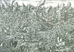 1755年リスボン大震災を描いた銅版画