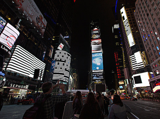 Ryoji Ikeda: test pattern at Times Square (October, 2014)
