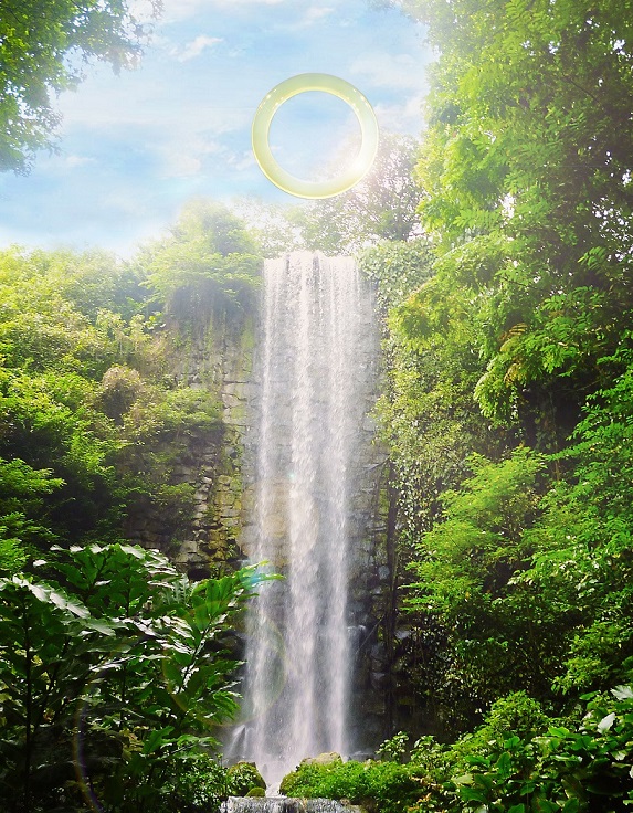 the Véu da Noiva （花嫁のベール）の滝に設置される《Ring: One with Nature（リング・自然とひとつに）》の作品完成イメージCG