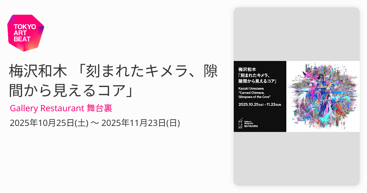 梅沢和木 「刻まれたキメラ、隙間から見えるコア」 （Gallery