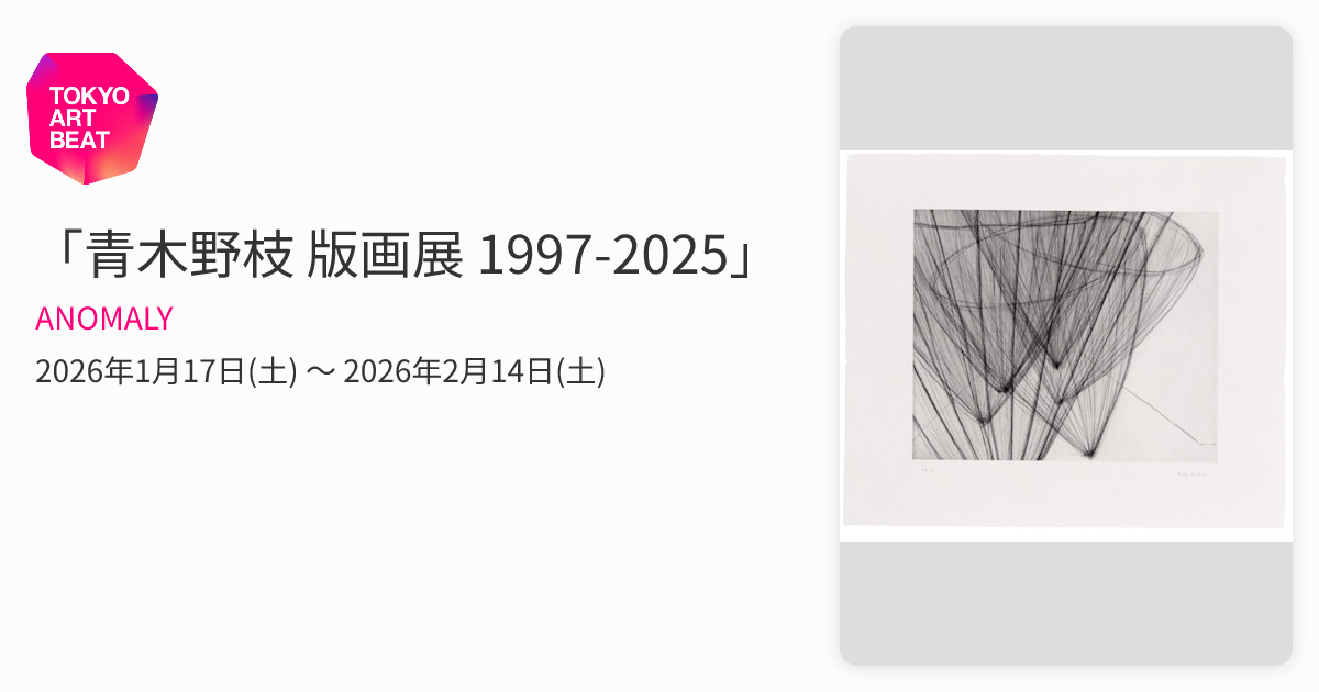 青木野枝 版画展 1997-2025」 （ANOMALY） ｜Tokyo Art Beat