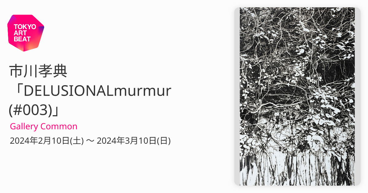 市川孝典 「DELUSIONALmurmur (#003)」 （Gallery Common） ｜Tokyo