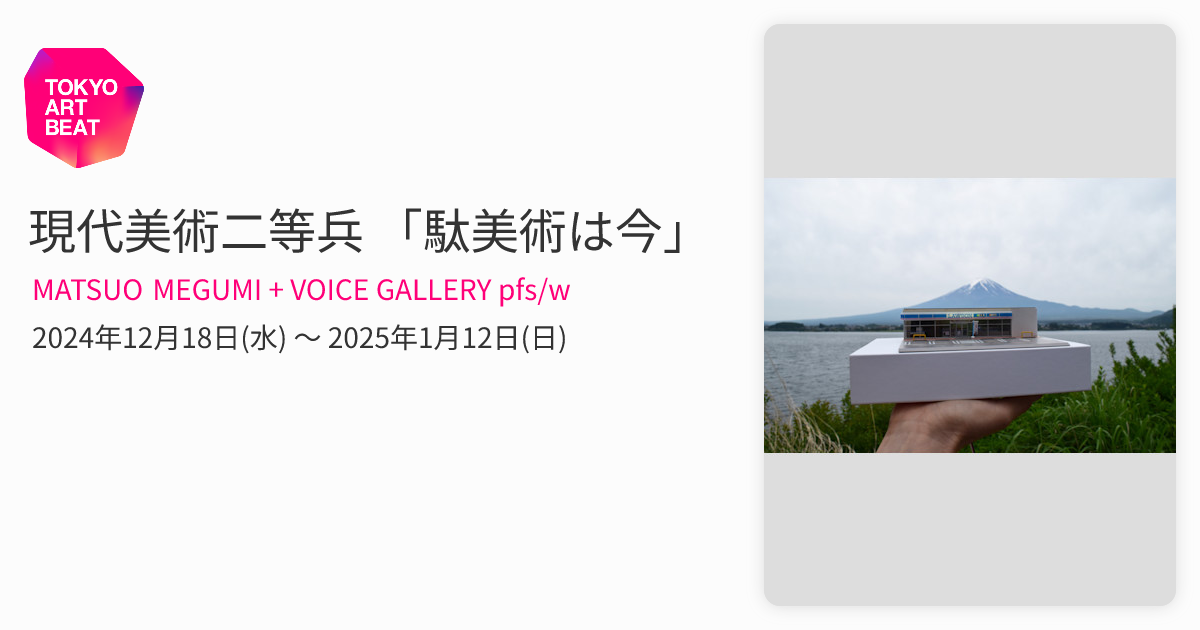 現代美術二等兵 「駄美術は今」 （MATSUO MEGUMI + VOICE GALLERY pfs