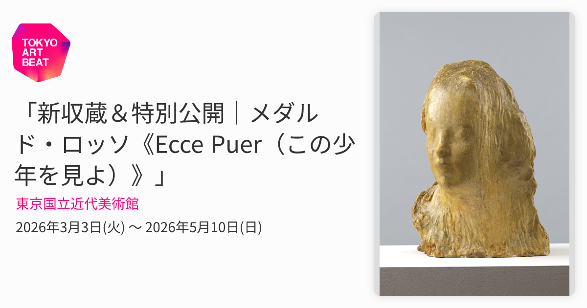 新収蔵＆特別公開｜メダルド・ロッソ《Ecce Puer（この少年を見よ
