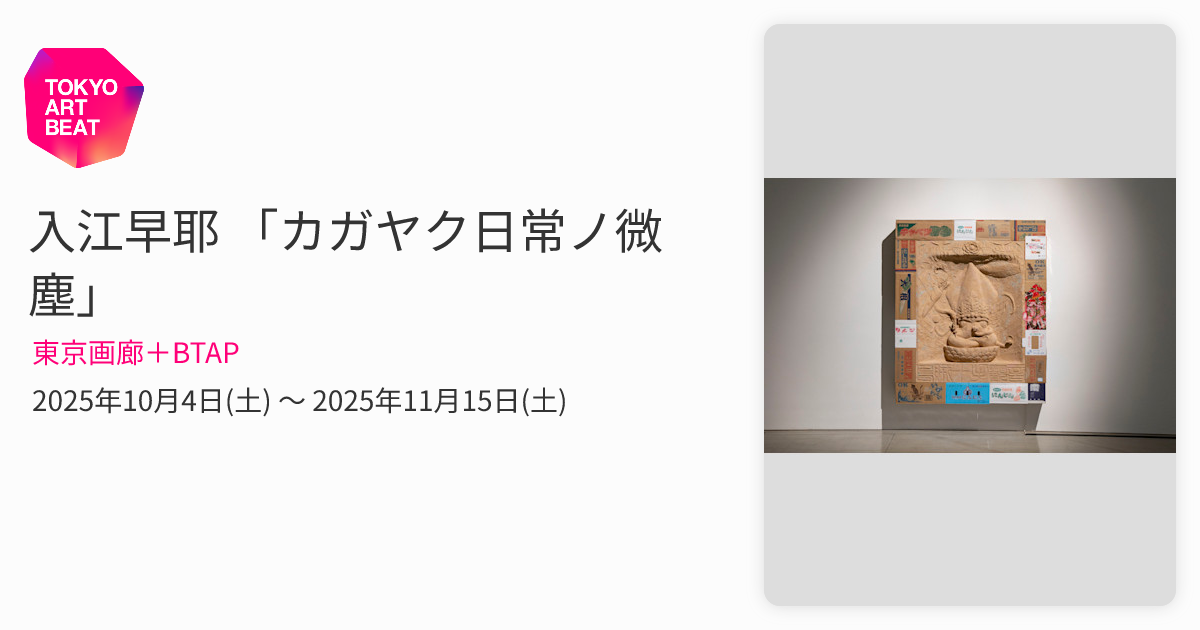 入江早耶 「カガヤク日常ノ微塵」 （東京画廊＋BTAP） ｜Tokyo Art Beat