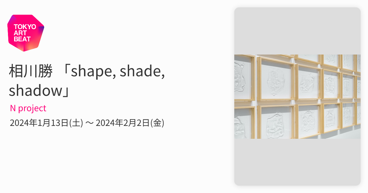 相川勝 「shape, shade, shadow」 （N project） ｜Tokyo Art Beat