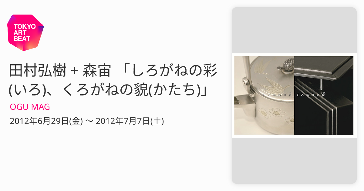 田村弘樹 + 森宙 「しろがねの彩(いろ)、くろがねの貌(かたち