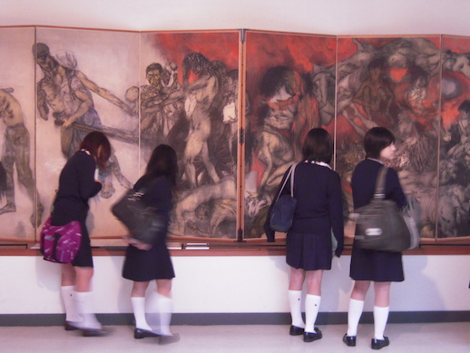 Students examine The Hiroshima Panels