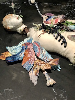 Maki Ohkojima 'Golem' (2020) ceramics, embroidery, boar's bone, Jomon pottery, other materials, Artist's Collection