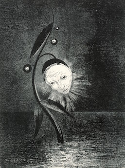 Odilon Redon, 'Hommage à Goya, II. La FLEUR du MARÉCAGE une tête humaine et triste' (1885) Mitsubishi Ichigokan Museum, Tokyo, Lithograph on paper