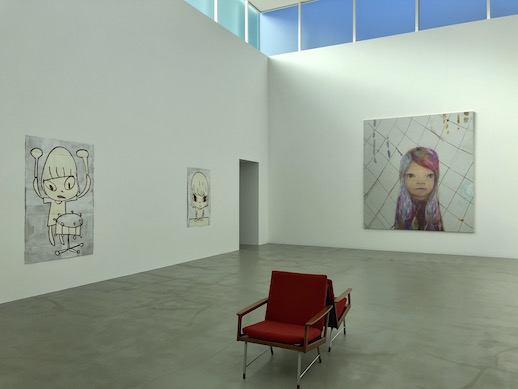 N's Yard Installation View (From left: 'Banging the Drum' (2020) and 'Bright eyes' (2020) by Yoshitomo Nara, 'Rain Drops' (2004) by Yoshitomo Nara and Hiroshi Sugito