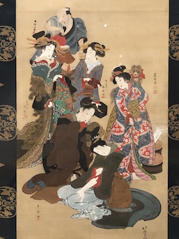 Hokusai Katsushika, Shun'ei Katsukawa, Toyokuni Utagawa, Shunsen Katsukawa, Shunshu Katsukawa, Shunko Katsukawa, 'Beauties at a Flourishing Brothel' (1804–1818) (Detail)