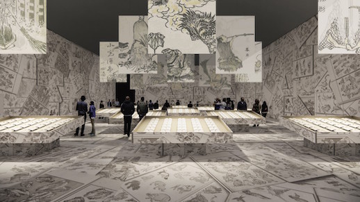 Hokusai Manga exhibit plan © Atelier Tsuyoshi Tane Architects