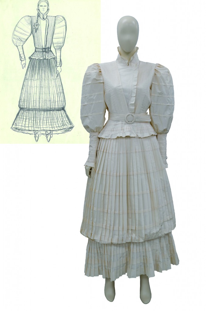 ウェディングドレスとデザイン画（1980年頃）
